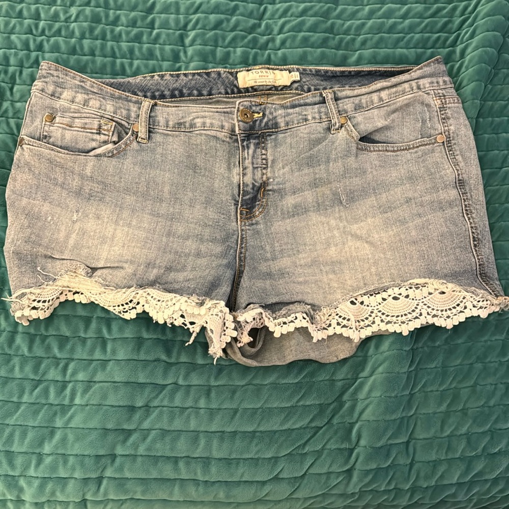 Torrid Lacy Denim Shorts